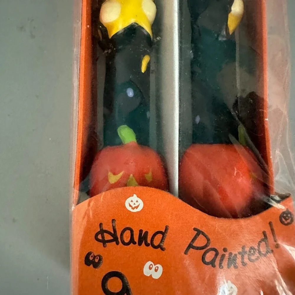 Amscan Halloween Witch Sculptured Candles 10 Inch Hand Painted Vintage Pair